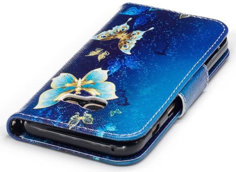 Samsung Galaxy A3 (2017) Portemonnee Hoesje met Vlinders Print Blauw afbeelding 7