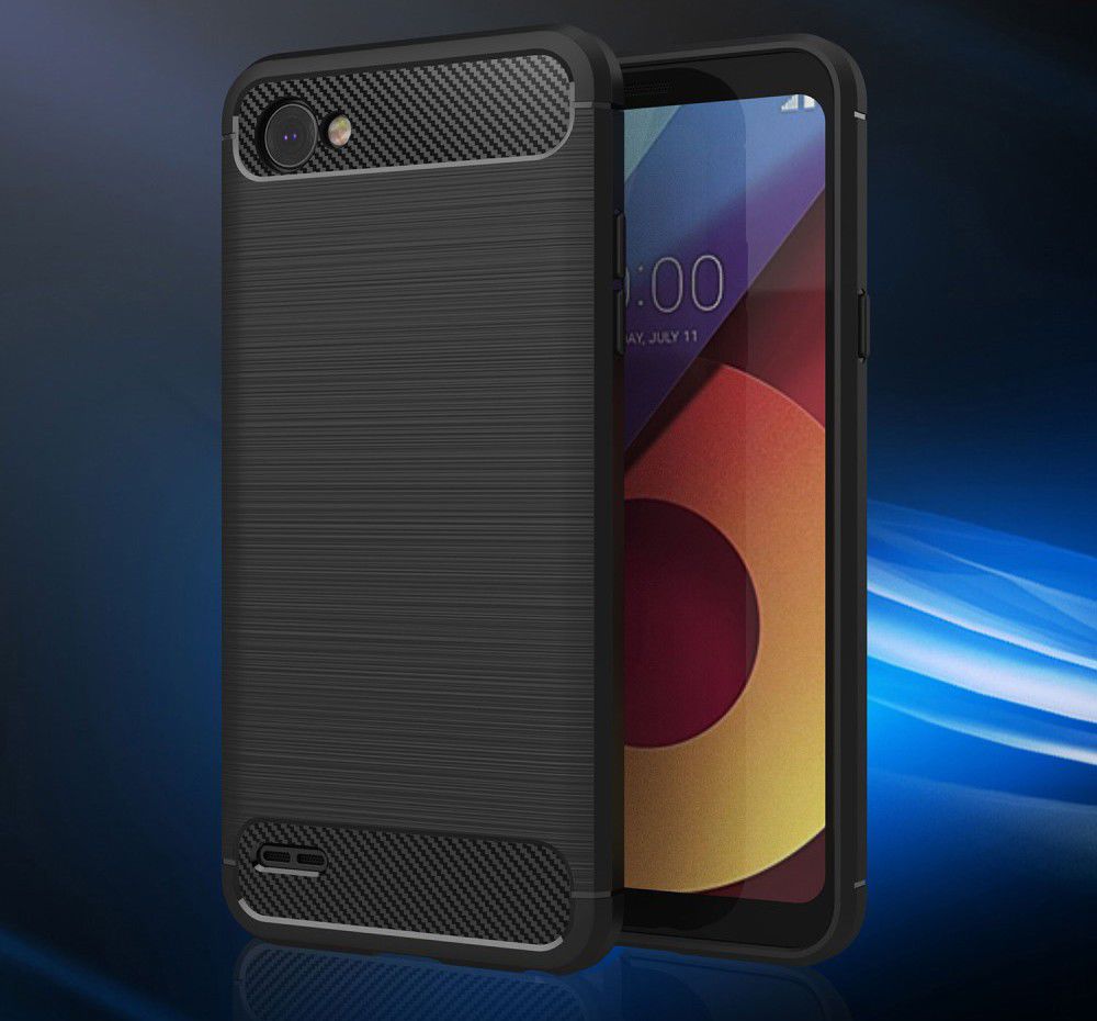 LG Q6 Geborsteld TPU Hoesje Zwart afbeelding 7