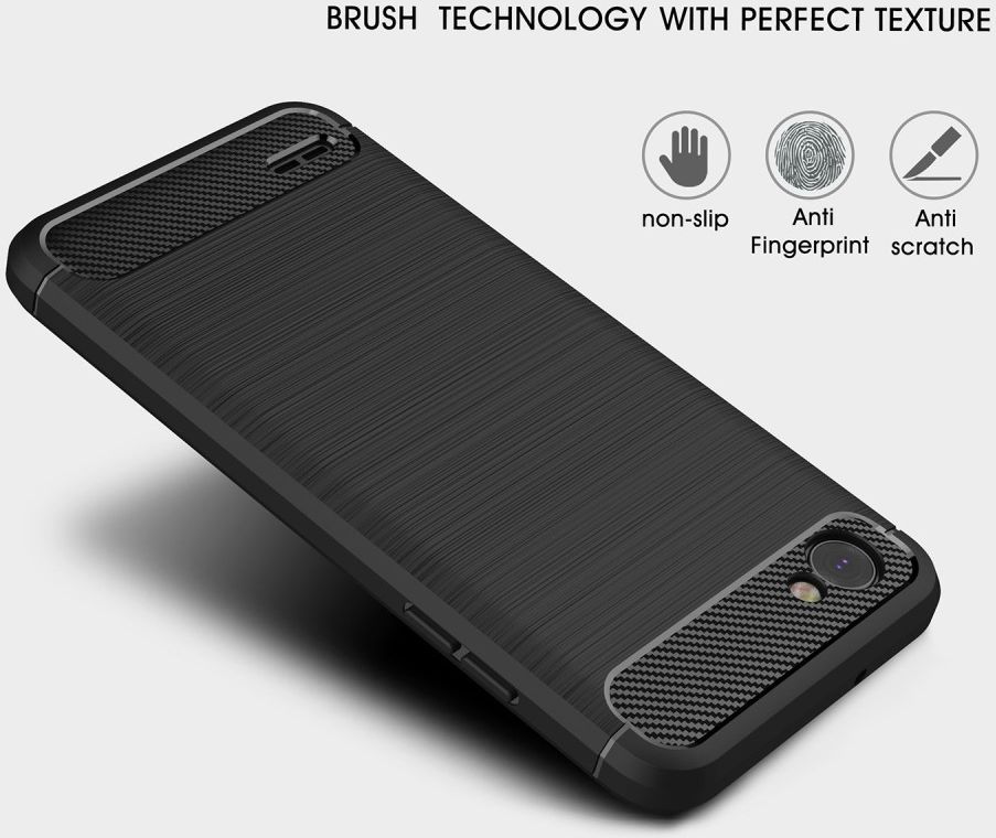 LG Q6 Geborsteld TPU Hoesje Zwart afbeelding 8