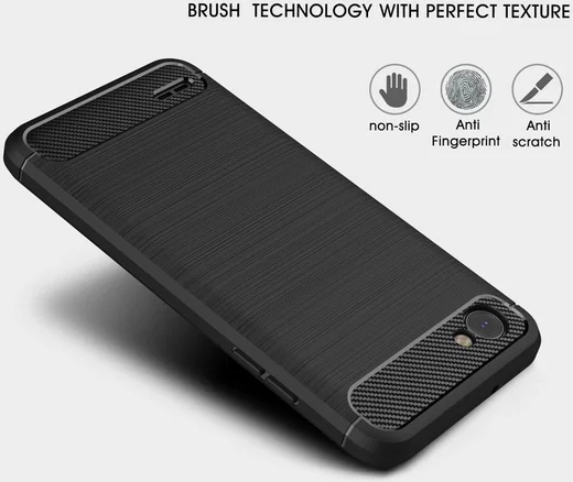 LG Q6 Geborsteld TPU Hoesje Zwart afbeelding 8