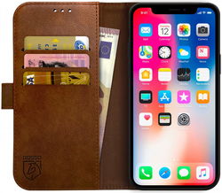 Rosso Element Apple iPhone X Hoesje Book Cover Bruin afbeelding