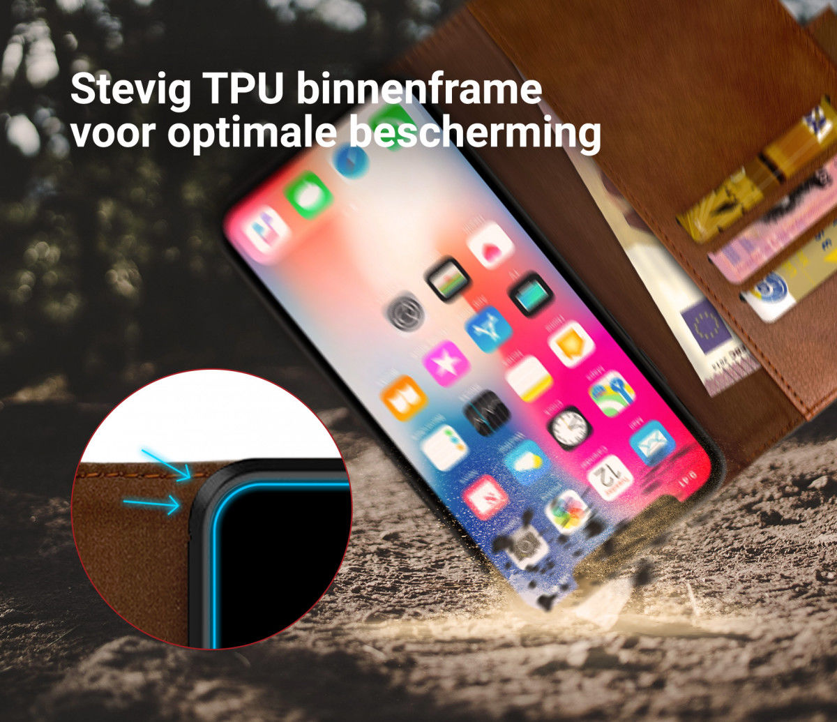 Rosso Element Apple iPhone X Hoesje Book Cover Bruin afbeelding 5