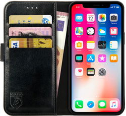Rosso Element Apple iPhone X Hoesje Book Cover Zwart afbeelding