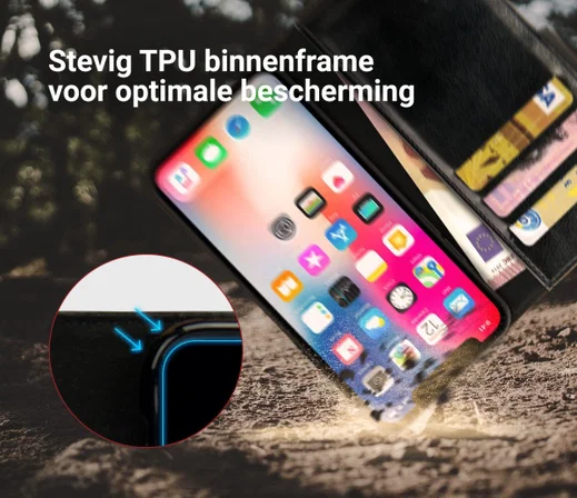 Rosso Element Apple iPhone X Hoesje Book Cover Zwart afbeelding 6
