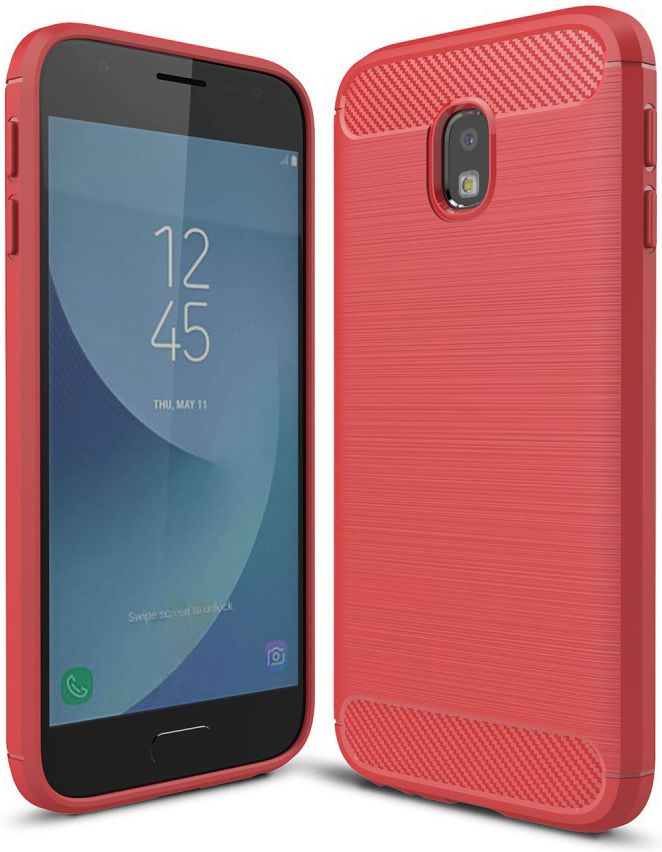 Samsung Galaxy J3 (2017) Geborsteld TPU Hoesje Rood afbeelding 1