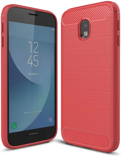 Samsung Galaxy J3 (2017) Geborsteld TPU Hoesje Rood afbeelding 1