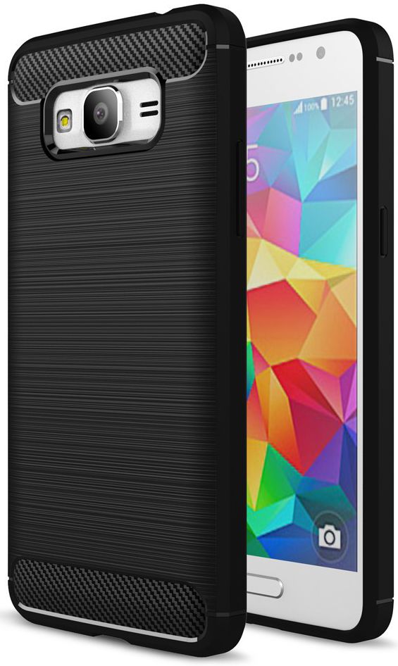 Samsung Galaxy Grand Prime Geborsteld TPU Hoesje Zwart afbeelding 1