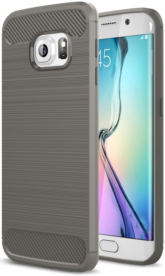 Samsung Galaxy S6 Edge Geborsteld TPU Hoesje Grijs afbeelding 1