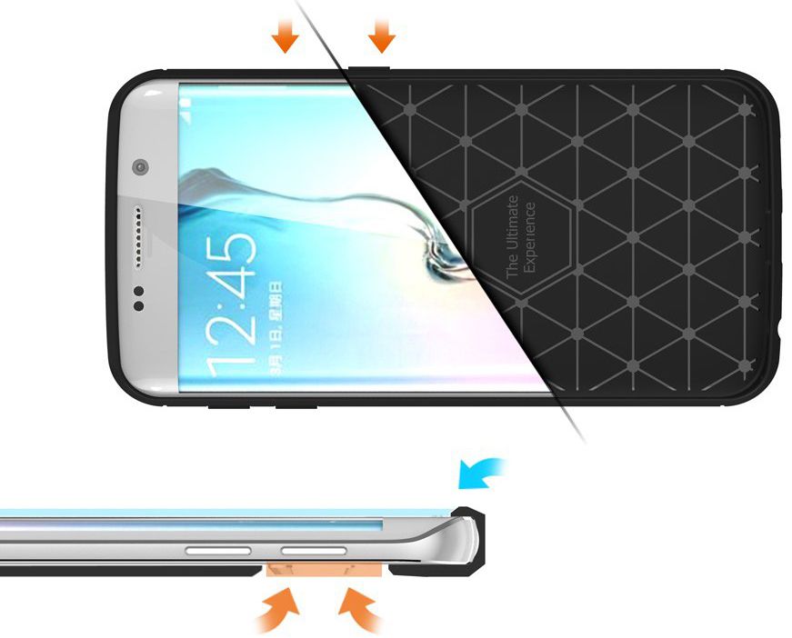 Samsung Galaxy S6 Edge Geborsteld TPU Hoesje Grijs afbeelding 4