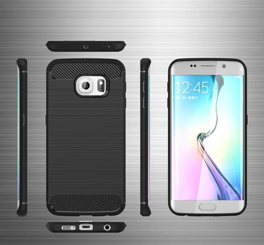 Samsung Galaxy S6 Edge Geborsteld TPU Hoesje Grijs afbeelding 5