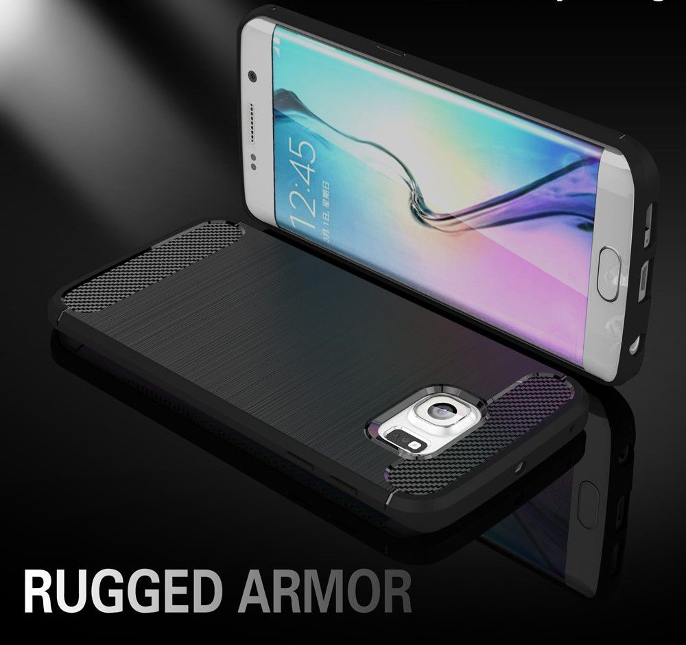Samsung Galaxy S6 Edge Geborsteld TPU Hoesje Grijs afbeelding 6