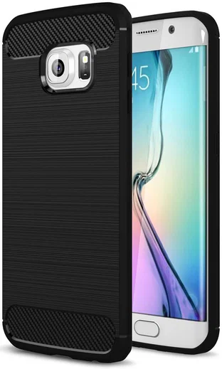 Samsung Galaxy S6 Edge Geborsteld TPU Hoesje Zwart afbeelding 1
