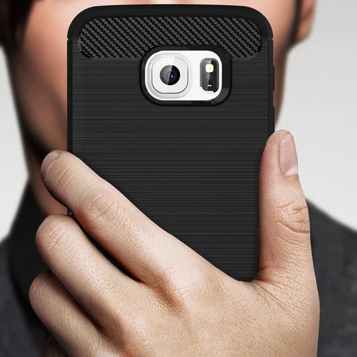 Samsung Galaxy S6 Edge Geborsteld TPU Hoesje Zwart afbeelding 6