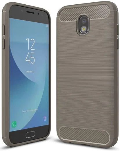 Samsung Galaxy J7 (2017) Geborsteld TPU Hoesje Grijs afbeelding 1