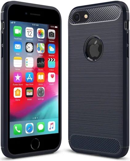 Apple iPhone 6(S) Geborsteld TPU Hoesje Blauw afbeelding 1