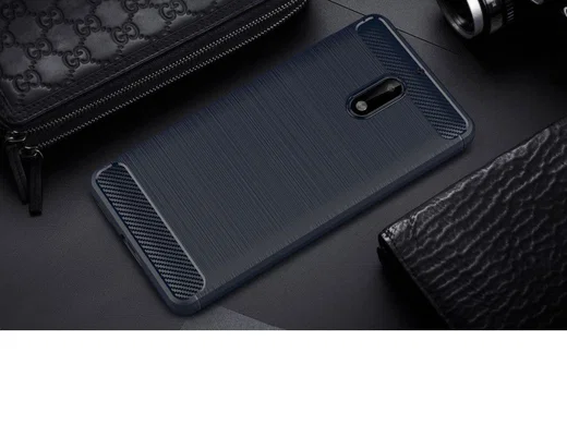 Nokia 6 Geborsteld TPU Hoesje Blauw afbeelding 2