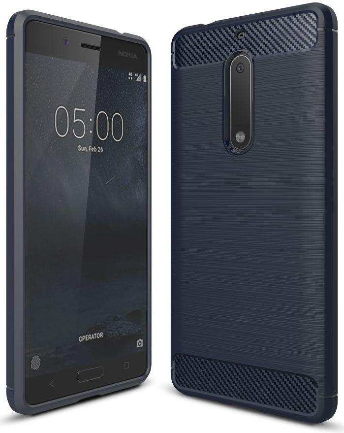 Nokia 5 Geborsteld TPU Hoesje Blauw afbeelding 1