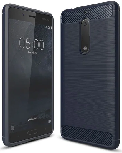 Nokia 5 Geborsteld TPU Hoesje Blauw afbeelding 1