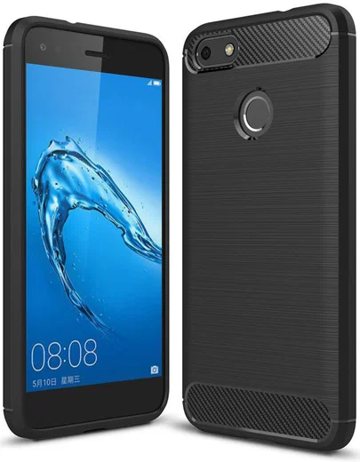 Huawei Y6 Pro (2017) Geborsteld TPU Hoesje Zwart afbeelding 1