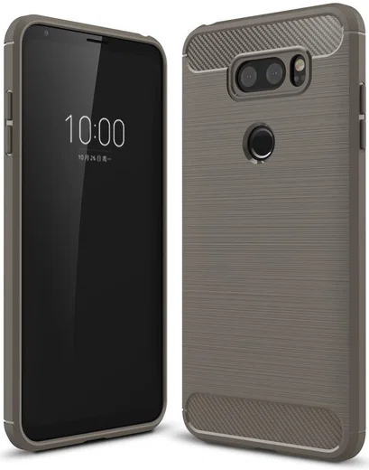LG V30 / V30S Geborsteld TPU Hoesje Grijs afbeelding 1