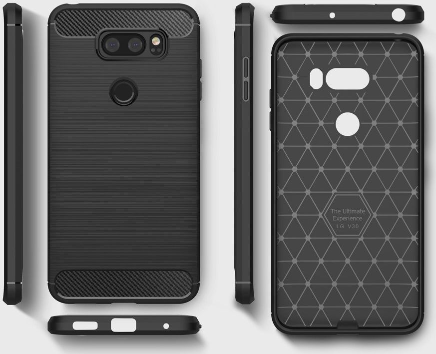LG V30 / V30S Geborsteld TPU Hoesje Grijs afbeelding 6