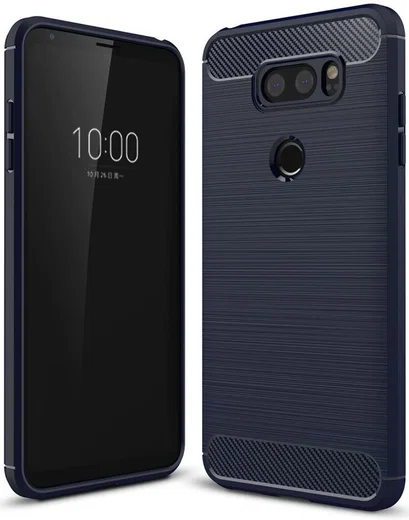 LG V30 / V30S Geborsteld TPU Hoesje Blauw afbeelding 1