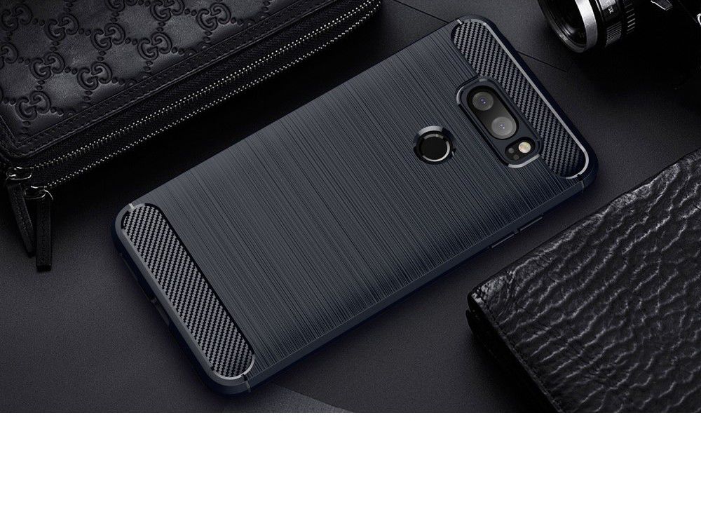 LG V30 / V30S Geborsteld TPU Hoesje Blauw afbeelding 2