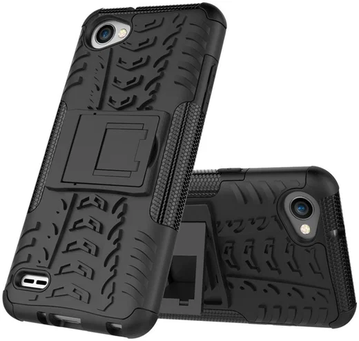 LG Q6 Hybride Hoesje met Standaard Zwart afbeelding 3