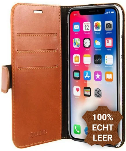 Valenta Luxe Apple iPhone X Hoesje Leer Bookcase Bruin afbeelding 1