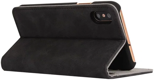 Apple iPhone X Vintage Portemonnee Hoesje Zwart afbeelding 2