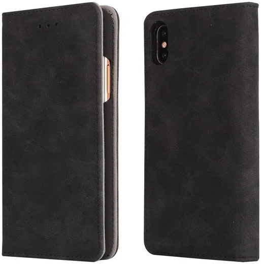 Apple iPhone X Vintage Portemonnee Hoesje Zwart afbeelding 5
