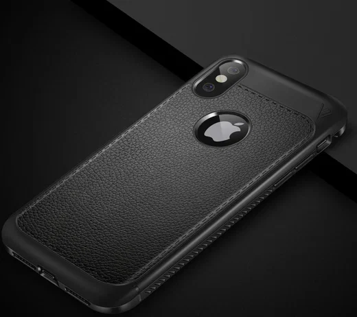 Apple iPhone X Hoesje met Kunstleer Coating Zwart afbeelding 8