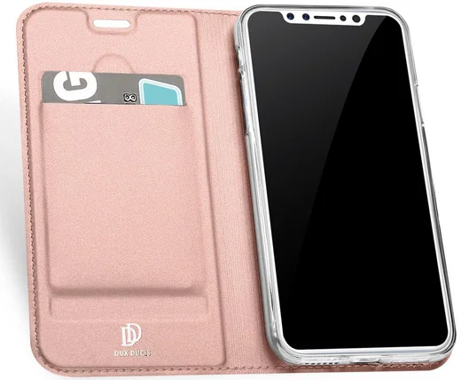 Dux Ducis Apple iPhone X Bookcase Hoesje Roze Goud afbeelding 2