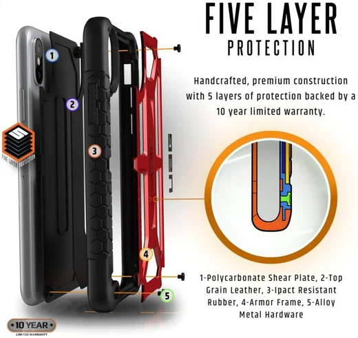 Urban Armor Gear Monarch Hoesje Apple iPhone XS/X Crimson afbeelding 6
