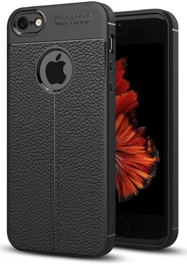 Apple iPhone 5 / 5S / SE Hoesje met Kunstleer Coating Zwart afbeelding 1