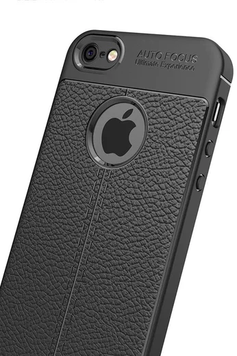 Apple iPhone 5 / 5S / SE Hoesje met Kunstleer Coating Zwart afbeelding 10