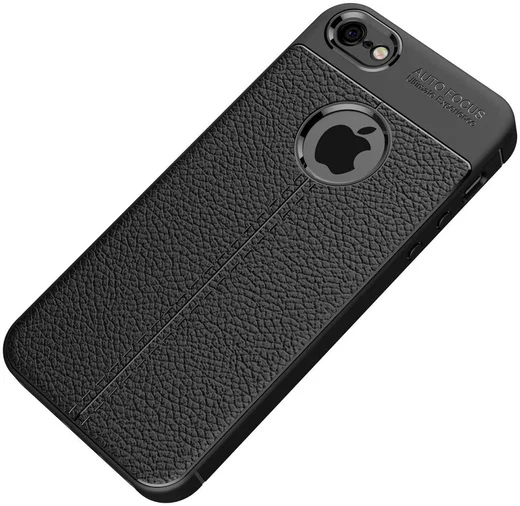 Apple iPhone 5 / 5S / SE Hoesje met Kunstleer Coating Zwart afbeelding 3