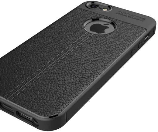 Apple iPhone 5 / 5S / SE Hoesje met Kunstleer Coating Zwart afbeelding 8