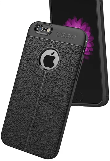 Apple iPhone 6 / 6S Hoesje met Kunstleer Coating Zwart afbeelding 3