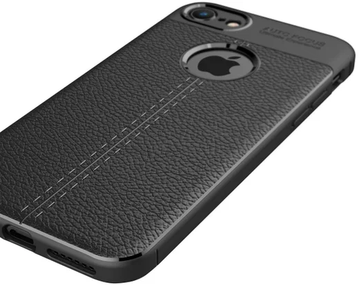 Apple iPhone 7 Hoesje met Leren Textuur Zwart afbeelding 10