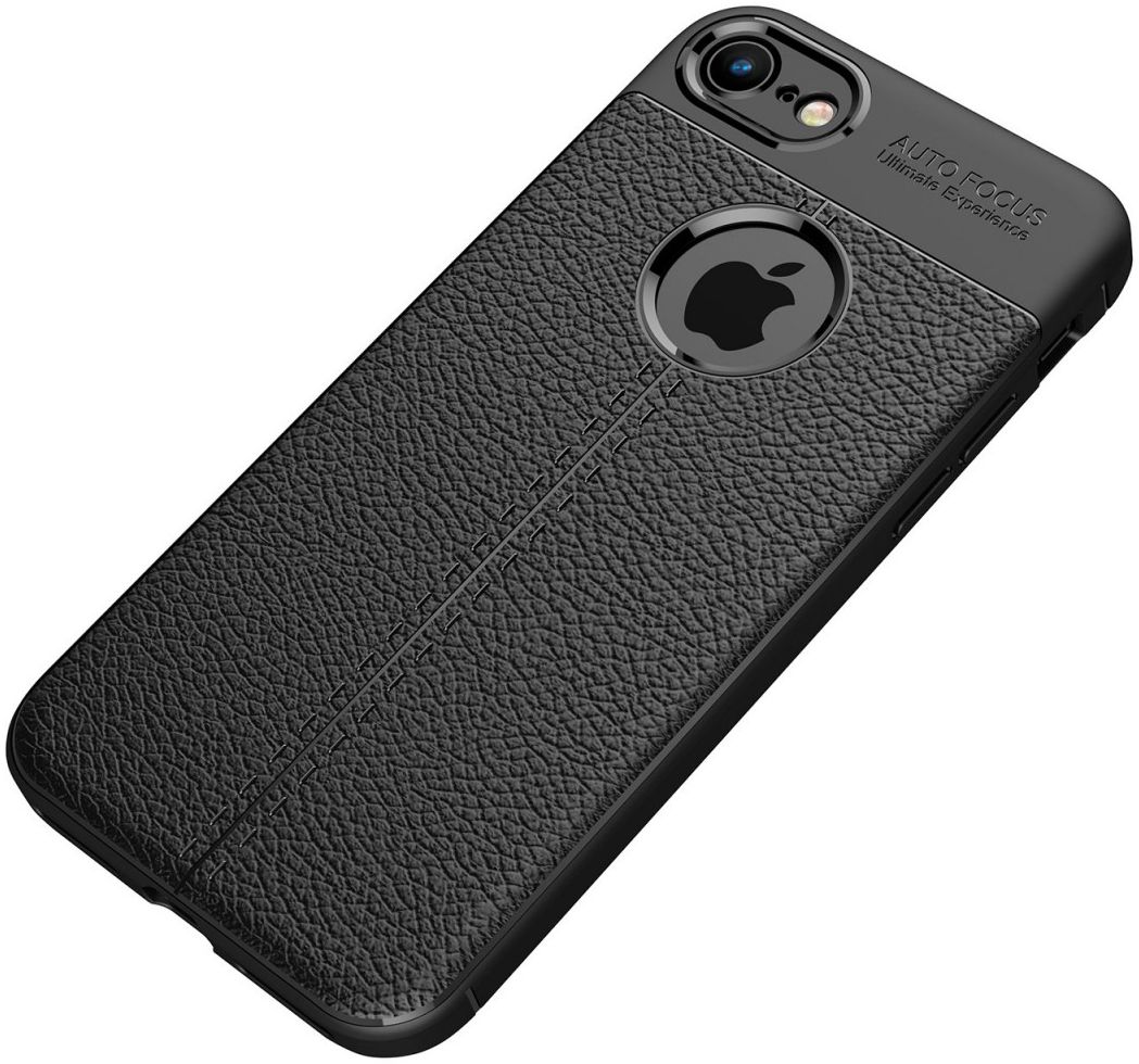 Apple iPhone 7 Hoesje met Leren Textuur Zwart afbeelding 4