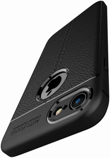 Apple iPhone 7 Hoesje met Leren Textuur Zwart afbeelding 6