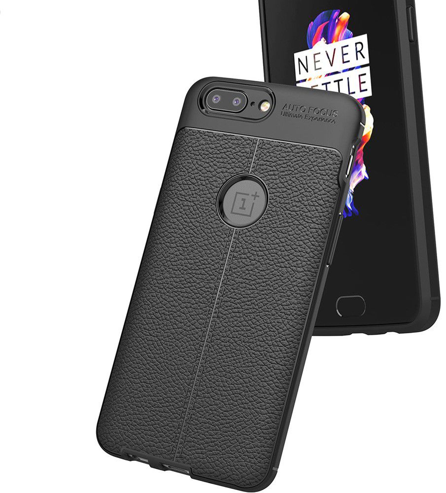 OnePlus 5 Hoesje met Kunstleer Coating Zwart afbeelding 4
