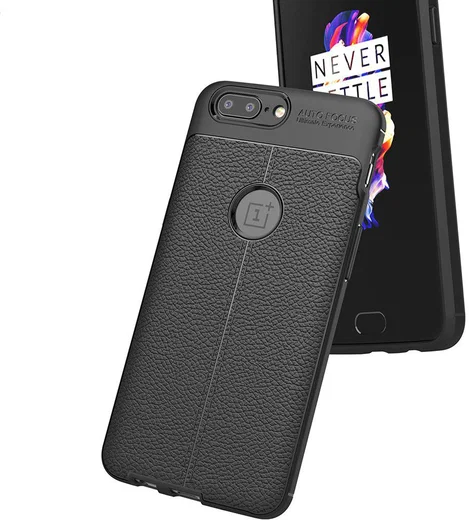 OnePlus 5 Hoesje met Kunstleer Coating Zwart afbeelding 4