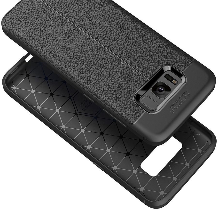 Samsung Galaxy S8 Hoesje Met Leren Textuur Zwart afbeelding 11