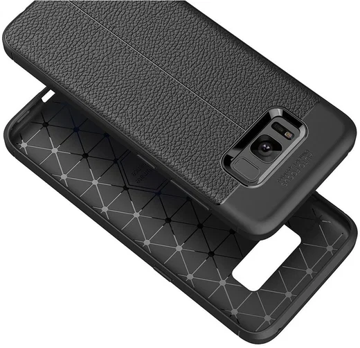 Samsung Galaxy S8 Hoesje Met Leren Textuur Zwart afbeelding 11