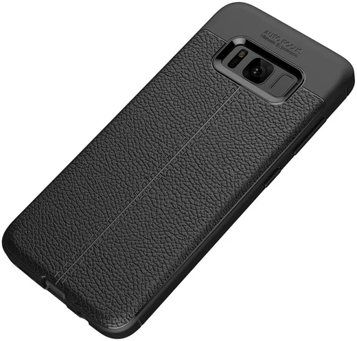 Samsung Galaxy S8 Hoesje Met Leren Textuur Zwart afbeelding 4