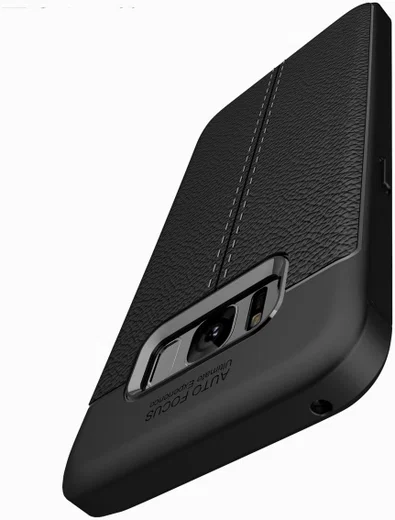 Samsung Galaxy S8 Hoesje Met Leren Textuur Zwart afbeelding 6