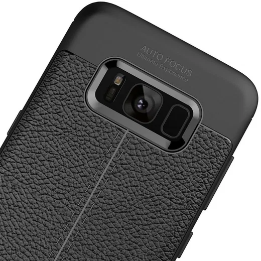 Samsung Galaxy S8 Hoesje Met Leren Textuur Zwart afbeelding 9