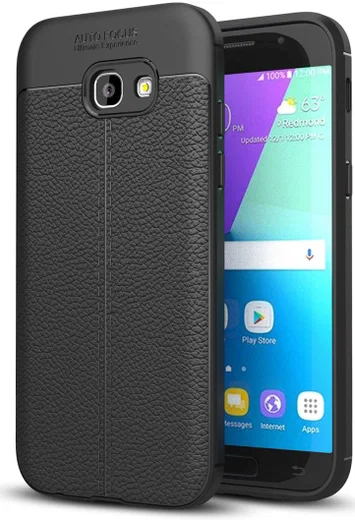 Samsung Galaxy A5 (2017)  Hoesje met Leren Textuur Zwart afbeelding 1